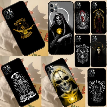 Черный Чехол Dark art la santa muerte Для iPhone 11 12 13 14 15 Pro Max Чехол Для iPhone 13 12 Mini XR X XS Max 7 8 Plus SE 2020