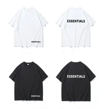 Летняя футболка Essentials, свободная футболка с буквенным принтом, Овальная, с коротким рукавом, женская мужская хлопковая футболка, высококачественные спортивные футболки, топы