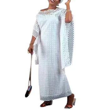 Африканские Платья для Женщин Белые Элегантные Открытые 2023 Мусульманская Мода Абайя Дашики Халат Кафтан Макси Платье Африканская Одежда