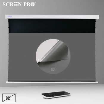 92-дюймовый электрический выдвижной проекционный экран с моторизованным ALR-экраном 16: 9 с пультом дистанционного управления для видеопроектора с дальним/коротким ходом