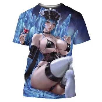 Аниме, сексуальные девушки Каваи, Летняя мужская футболка с 3D-принтом, повседневный пуловер оверсайз с коротким рукавом, модные футболки, мужская одежда