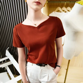 Высококачественные женские топы 2024, Весенняя футболка Summe с воротником-сердечком, женская одежда, сексуальный укороченный топ, повседневная блузка Y2k