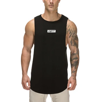 Летняя Дышащая Быстросохнущая футболка Cool Feeling Gym для бодибилдинга, мужская уличная повседневная мода, эластичные топы без рукавов