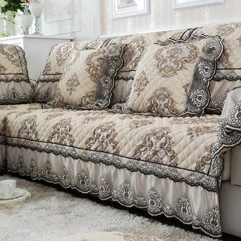 Европейский коричневый роскошный чехол для дивана, изысканный жаккардовый мебельный чехол, льняное кружево, чехол для дивана в гостиной, подушка-наволочка