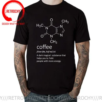 Новинка, футболки с кофеином, мужские футболки с определением кофе, Графическая футболка, Уличная одежда, Подарки на день рождения, футболка с формулой кофе