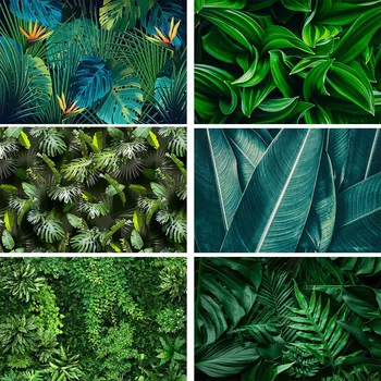 Зеленые листья, трава, настенные фоны для фотосъемки, тропические джунгли, День рождения ребенка, украшение для душа ребенка, фон для фотостудии