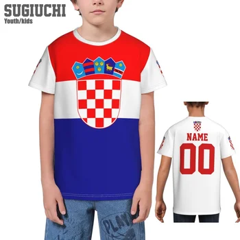 Пользовательское имя, Номер, Флаг Хорватии, Эмблема, 3D Футболки для детей, юношеские футболки для мальчиков и девочек, Футбол, Подарочная футболка для футбольных фанатов