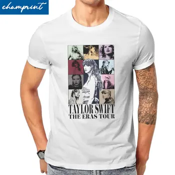 Мужские футболки Taylor The Eras Tour 2023 World Tour Swift Music Одежда из чистого хлопка Креативная футболка с коротким рукавом и круглым вырезом