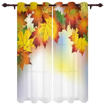 Осенние разноцветные листья Оконные шторы для гостиной Роскошный Декор спальни Шторы для обработки кухонных окон Шторы