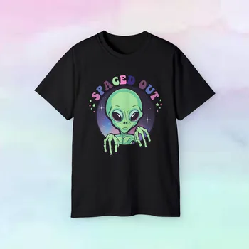 Забавная хлопковая футболка унисекс Alien Space Out с длинными рукавами