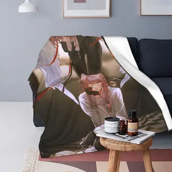 Фланелевое одеяло Аниме Макима, всесезонный человек-бензопила, Многофункциональные супер мягкие пледы для домашнего офиса, постельные принадлежности.