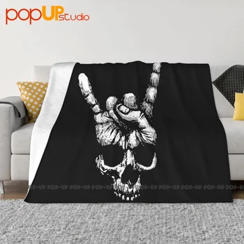 Череп Рука Знак Рогов Хэви-метал рок-н-ролльная группа Тату-одеяло Бархатный легкий диван, посвященный