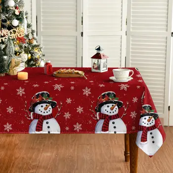 Рождественская скатерть, зимний Снеговик, Моющееся покрытие для стола на свадьбу, праздник, вечеринку, стол для пикника, Украшение дома