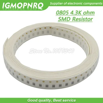 300шт 0805 SMD резистор 4,3 К Ом Чип-резистор 1/8 Вт 4,3 К 4К3 Ом 0805-4,3 К