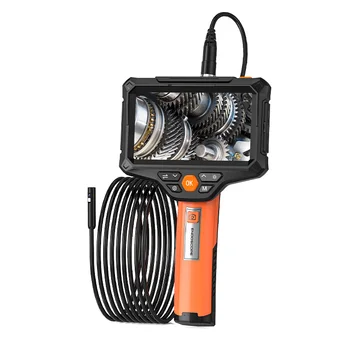 ANESOK G51 5 м жесткий кабель ручной промышленный бороскоп 5,5 мм мини-камера микрообъектив двойная камера 5,0-дюймовый дисплей