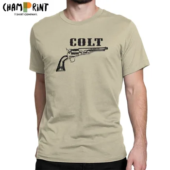 Мужские футболки Colt Handgun Повседневная футболка из чистого хлопка С коротким рукавом, футболка с огнестрельным оружием, одежда с круглым воротом 6XL