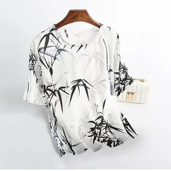 Новое поступление, рубашка, женская блузка, винтажные повседневные топы, шифоновая элегантная летняя свободная рубашка, деловые рубашки с растениями и цветами M8